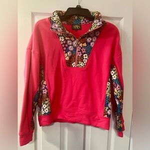 SSYS Women's Vibrant Floral Pink Sweatshirt Size Small